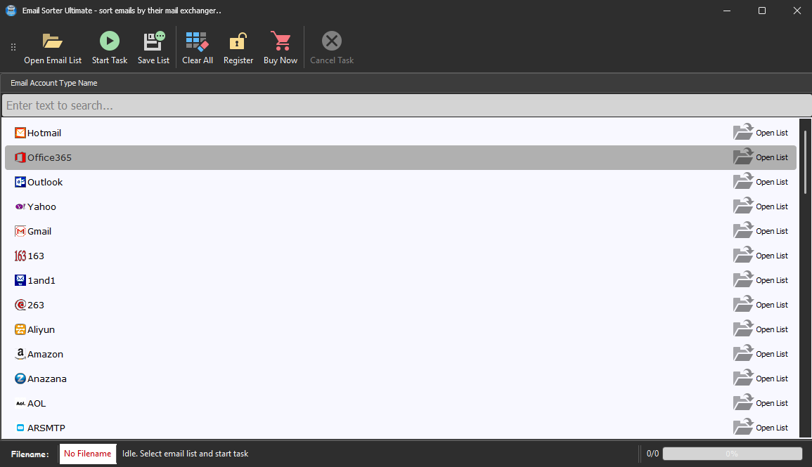 Sort emails by MX providers