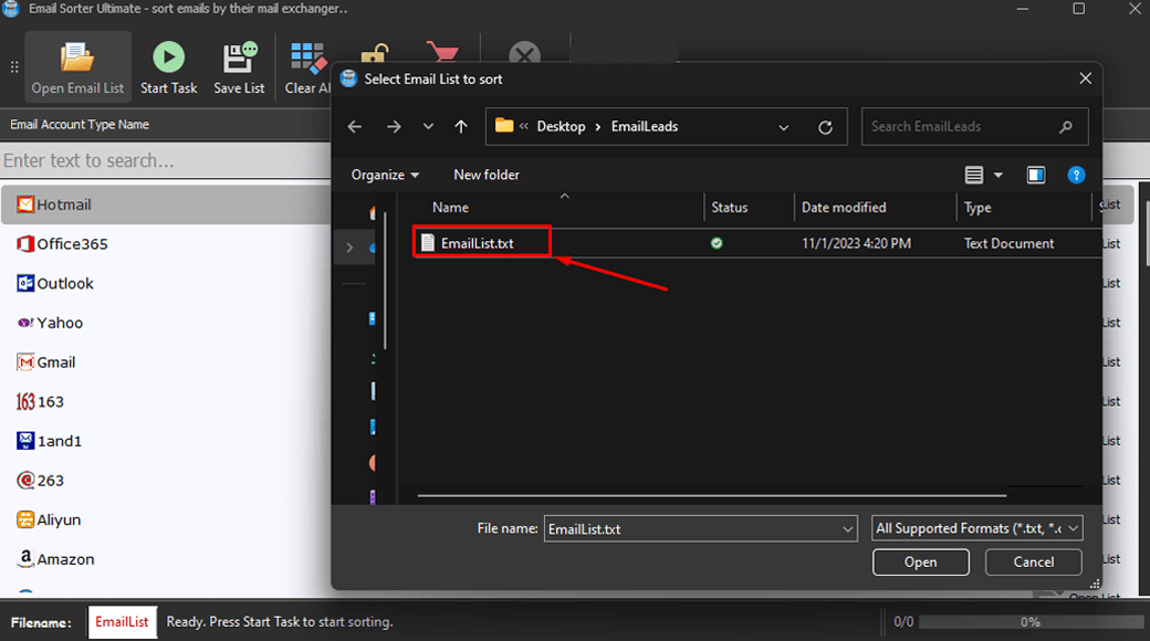 Sort emails by domain and format