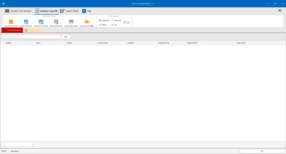 Email extraction from local files