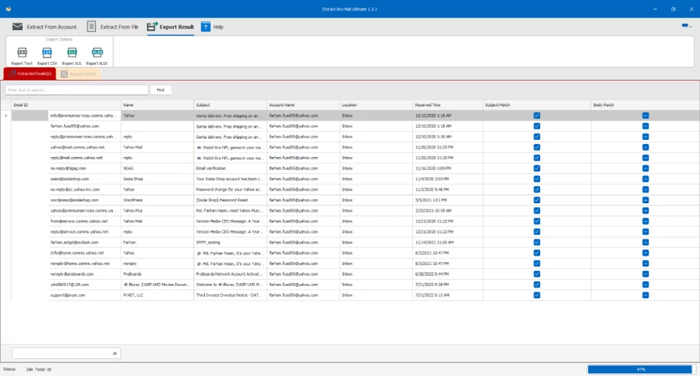 Multiformat Email Export