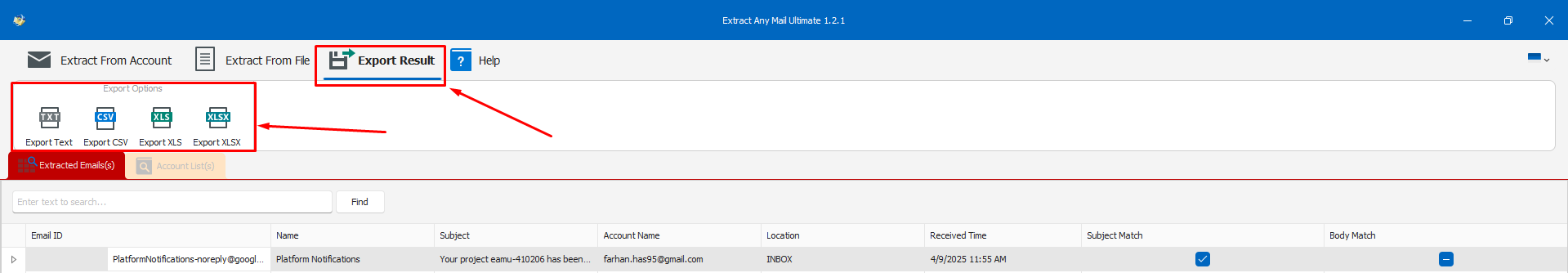Email Export