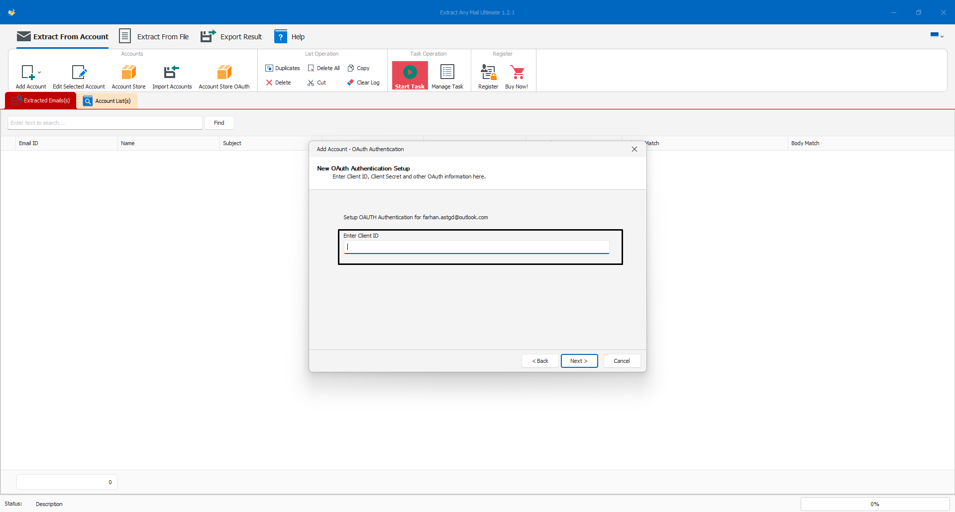 Enter Client ID