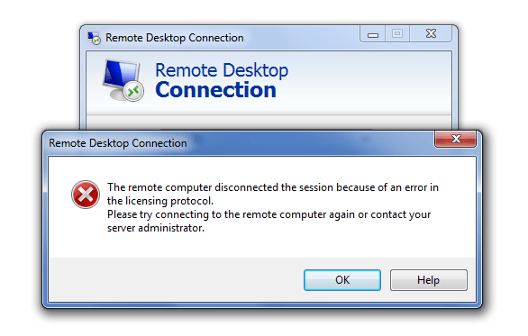 Remote desktop connection error – solved